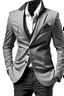 Placeholder: ebossy Man's Stylish Detachable Hooded Slim 2 Button Casual Blazer Jacket