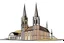 Placeholder: Imagine a simple modern poster inspired drawing of roskilde domkirke in denmark drawn in 2d elevation