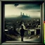 Placeholder: individual far away, album art work, cool, vintage, music, far away, city in the distance, art, frame, graphic design