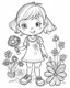 Placeholder: playing girl cartoons coloring pages , no black color, no no flower, b/w outline art for kids coloring book page, Kids coloring pages, full white, kids style, white background, whole body, Sketch style, full body (((((white background))))), only use the outline., cartoon style, line art, coloring book, clean line art, white background, Sketch style