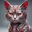 Placeholder: Cat humanoide, calidad ultra, hiperdetallado, intrincado, maximalista, colores plateado y rojo, 8k 3D