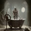 Placeholder: A viking having a bath, scary, steam punk, realistic, made in octane, cinematic, ultra-realistic, extremely detailed octane rendering, 8K, VRAY Super Real ar 2:3, dof photorealistic futuristic 50mm lens hard lighting dark gray tintype photograph, realistic lighting, sepia color