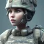 Placeholder: 3d female, soldier camouflage BDU, cute big circular reflective eyes, Pixar studio movie style, unreal engine cinematic smooth, intricate detail, cinematic