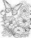 Placeholder: butterfly and flower coloring page for adult