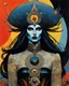 Placeholder: Jean- Giraud Moebius, Max Ernst, and Ravi Zupa, surrealistic Vogue style, ink oil fashion illustration, (full body, close up, shot:1.6), haute couture, goth vampire girl with highly defined hair and facial features, black mascara, broad brushstrokes, energetic, highly detailed, boldly inked, vivid chromatic color, ethereal, otherworldly