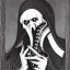 Placeholder: Nosferatu with a fleshy tentacle beard and fangy mouth as a Russian Orthodox