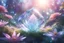 Placeholder: one big crystal subtle flower in a galactic ambiance with a very little beautiful fairy, transparent petals, delicate colors, in the foreground, wisperia garden, full of details, smooth, bright sunshine，soft light atmosphere, light effect，vaporwave colorful, concept art, smooth, extremely sharp detail, finely tuned detail, ultra high