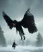 Placeholder: native american shaman, wizard doctor, long black hair, black hooded coat like wings, 8k resolution concept art portrait by Greg Rutkowski