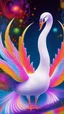 Placeholder: a psychedelic swan in a colorful wonderland