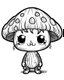 Placeholder: adorable creepy kawaii mushroom boy minimalistic. line art, background, vector, svg, coloring book page style, black outline on white background