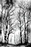 Placeholder: Watercolor black and white trees