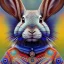 Placeholder: girl rabbit with blue third aye, aboriginal, dot painting, indiginous, dot, mud, dream-time, abstract, dots, natural pigment, extremely sharp detail, finely tuned detail, ultra high definition, 8 k, unreal engine 5, ultra sharp focus, art germ and Paul Lewin and Kehinde Wiley