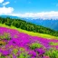 Placeholder: joli paysage de montagne ciel bleu fleurs