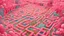 Placeholder: A rosy pink magical maze filled with puzzles painted by Qiu Ying