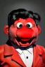 Placeholder: Waist up muppet Portrait, Kim Jong-un muppet doll, black suit, photo studio, red background, unreal engine 5, concept art, art station, god lights, ray tracing, RTX, lumen lighting, ultra detail, volumetric lighting, 3d.