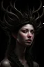 Placeholder: Araved woman wearing a crown of horns and thorns, portrait of a dark fantasy nymph, intricate wlop, dark fantasy portrait, Guviz-style artwork, dark fantasy style art, Phlegm sputum, phlegm |, detailed matte fantasy portrait, by Yang J, Inspired by WLOP, Guviz, Phlegm phlegm art, guillem h. pongiluppi