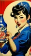 Placeholder: Pinup art from japanese style 1900 movie. PEPSI