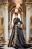 Placeholder: Walk Fashion show beautiful woman modeling using jacket in baroque black style