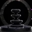 Placeholder: podium for meditation in black marble stone. direct view , black , around, Smoke in the Galaxy