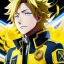 Placeholder: Detailed anime portrait of denki Kaminari my hero academia, yellow hair, black suit, intricate details, full body portrait, keep head in frame, slight smile, black Japanese motif, concept art, highly detailed, digital painting, concept art, sharp focus, illustration, art by Yoji Shinkawa, WLOP and greg rutkowski and alphonse mucha and artgerm and yanjun Chen and Junji ito and Makoto Shinkai, HDR, octane render