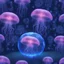 Placeholder: "highly intricately detailed hyperrealistic shot of a shiny glowing crystal Jellyfish inside a jewel encrusted ornate filigree glass apple in a bioluminiscent starry flower meadow! blue pink bioluminiscensce, glowing light, HD film still, uncropped, 8k, incredible depth, dramatic triadic lighting"