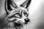 Placeholder: Rough outline sketch in rough charcoal, portrait of a fox