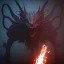 Placeholder: Fluid ink nightmare creature, darkness, dark mood, night, flame light, unreal engine 5, 8k resolution, photorealistic, ultra detailed