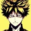 Placeholder: Detailed anime portrait of bakugo from my hero academia, gold hair and golden eyes, black suit, intricate details, full body portrait, keep head in frame, slight smile, black Japanese motif, concept art, highly detailed, digital painting, concept art, sharp focus, illustration, art by Yoji Shinkawa, WLOP and greg rutkowski and alphonse mucha and artgerm and yanjun Chen and Junji ito and Makoto Shinkai, HDR, octane render