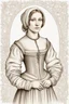 Placeholder: portrait of a renaissance woman in winter clothes the style of da vinci on a white background