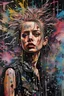 Placeholder: Ultra detailed medium portrait painting of chaos showing anxiety , no air, tight, torn up punk poster, broken circuitry background, matrix effects, punk visual art, punk art aesthetic, graffiti art, pop surrealism, collage art, cluttered paint glitches