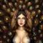 Placeholder: portrait of woman queen of peacocks, stunning, beautiful, gorgeous, realistic, photo illustrative, ornate, dark hair, blue eyes, 8K resolution, high-quality, fine-detail, digital art, detailed matte, brian froud, howard lyon, selina french, anna dittmann, annie stokes, lisa parker, greg rutowski, alphonse mucha