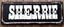Placeholder: large and wide hand painted old western sign that reads: "SHERRIF" white on black with inset boarder stripe in white aged