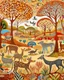 Placeholder: A savanna filled with mammals designed in aboriginal art