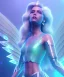 Placeholder: A crystalised queen, atmospheric, realistic, unreal engine, cinematic lighting, octane render. blue, pink, transparency, light, shine,bright, full body, transparent wings, blonde, long hair, nice smile