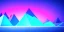 Placeholder: 3d rendering. Abstract futuristic neon background. Fantastic landscape with glowing geometric triangular frame and mountains