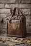 Placeholder: in the BASEMENT there is an old, broken brown oblong leather chest with short handles, from which gold coins from the time of Catherine the Great fall out. The ancient coat of arms of tsarist Russia, the double-headed eagle, is BARELY VISIBLE on the bag. There are a lot of broken bricks and earth around the bag. All in high quality 8K