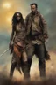 Placeholder: Movie Poster - Andrew Lincoln as "Rick Grimes," Danai Gurira as "Michonne," - The Walking Dead - in the art style of Frank Frazetta