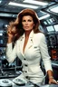 Placeholder: With a determined gaze, Raquel Welch's character assumes control of the vessel's operations. Her hands glide effortlessly across the sleek control panels, her fingers dancing with precision and purpose. She is the epitome of confidence, a leader in this extraordinary journey through the human body. The submarine responds to her every command, as though it were an extension of her own being. The hum of machinery, the soft glow of holographic displays, all bear witness to the symbiotic relationshi