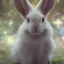 Placeholder: fantasy magic, sharp focus, illustration, highly detailed, digital painting, concept art, art germ and Paul Lewin and Kehinde Wiley, masterpiece silver solo rabbit, dark blue aye