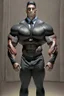 Placeholder: The body of bodybuilder Lee Hany is without a head, only a body, and he wears a luxurious black suit