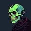 Placeholder: 8 bit pixelart cyberpunk skull,servitor, Comic style