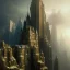 Placeholder: Statues on cliff ,Skyline, Gotham city,Neogothic architecture, by Jeremy mann, point perspective,intricate detailed, strong lines