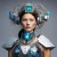 Placeholder: in the landfill of the future. she wears a costume made of electronic components - a futuristic and electrifying concept. Imagine a garment woven with wires, circuits, and LED lights, pulsating with energy and innovation. The wearer adorned in a technological marvel, a living embodiment of the digital age.