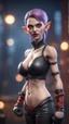 Placeholder: full figure with boxing gloves, standing on socket, female vampire elf from worms armageddon wearing makeup, bokeh like f/0.8, tilt-shift lens 8k, high detail, smooth render, down-light, unreal engine, prize winning