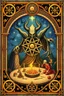 Placeholder: everlasting myrriad and a star golem feast framed with spiral keys and celtic symbols
