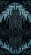 Placeholder: dark, gloomy and detailed forest castle inspired by chrono trigger, mirrored by the sky, dark fantasy style