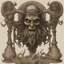 Placeholder: in demonology the minion of hades depicted from a scan of an old scroll in a logo format