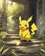 Placeholder: Pikachu has a black body with a yellow line in the ears and tail and two yellow spots in the cheeks