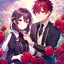 Placeholder: In anime, a maroon-haired male character with a rose flower is in sakura.