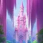 Placeholder: a pink castle, magical crystal pink castel, vertical light, pink and blue wisteria , pink vertical, blue lake,sharp, background vertical blue gradient vertical, elegant, highly detailed, artstation, concept art, smooth, sharp focus, illustration, 8k, splash art, wallpaper, key visual